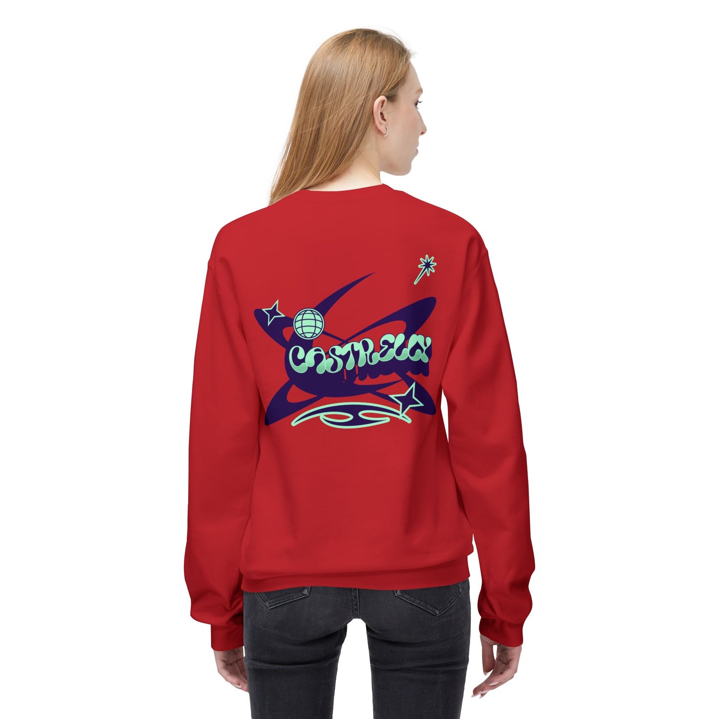 Castrelly Crewneck - Blue Green Cosmic Graffiti
