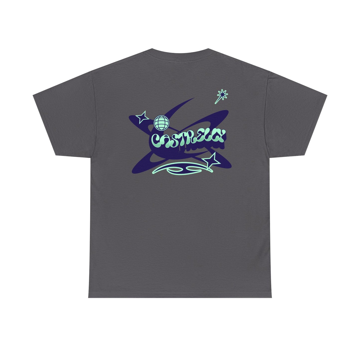 Castrelly Tshirt - Blue Green Cosmic Graffiti graphic Tee
