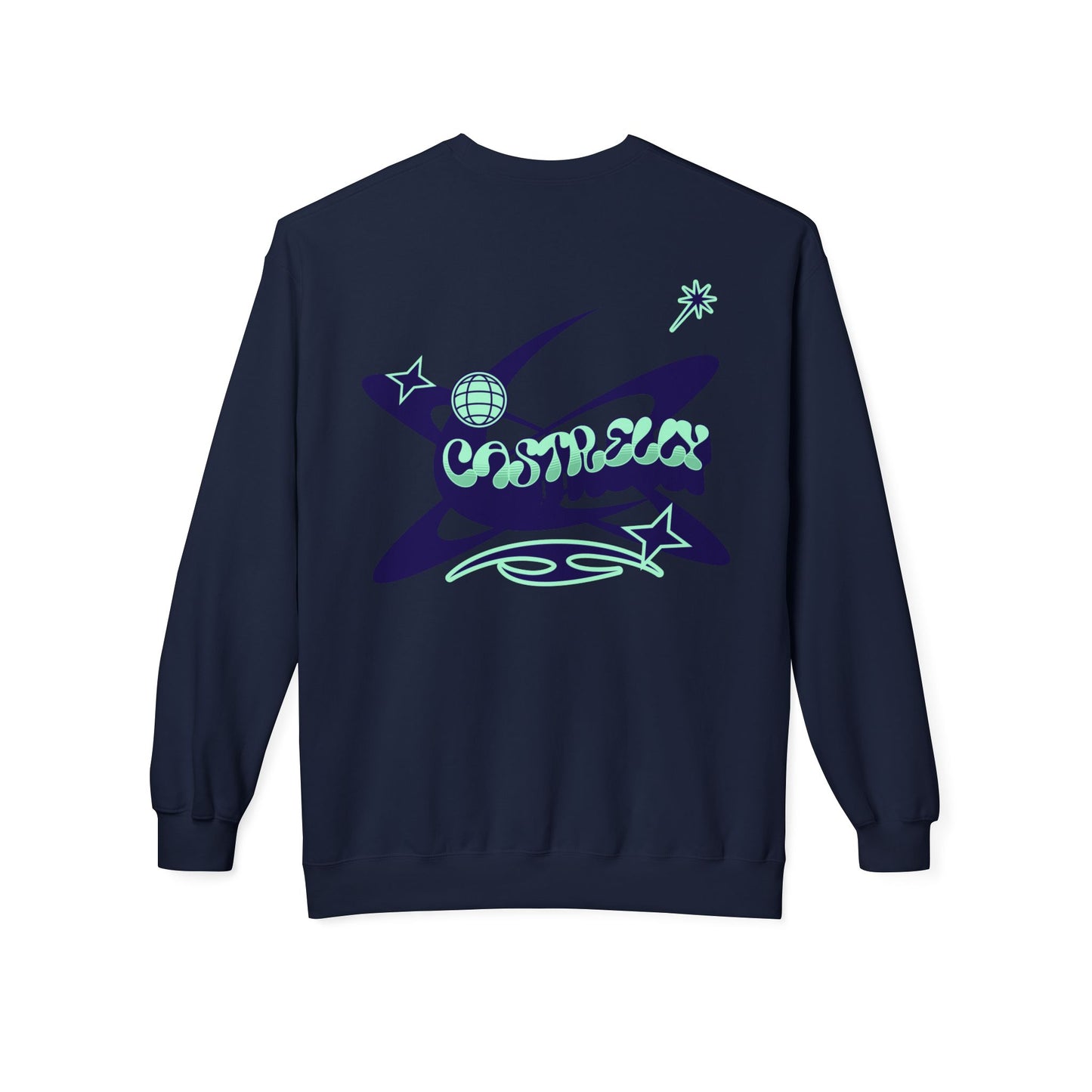 Castrelly Crewneck - Blue Green Cosmic Graffiti
