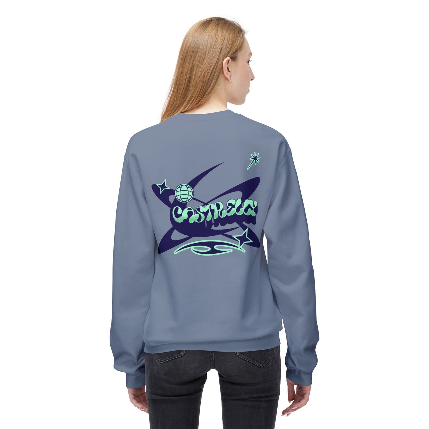 Castrelly Crewneck - Blue Green Cosmic Graffiti