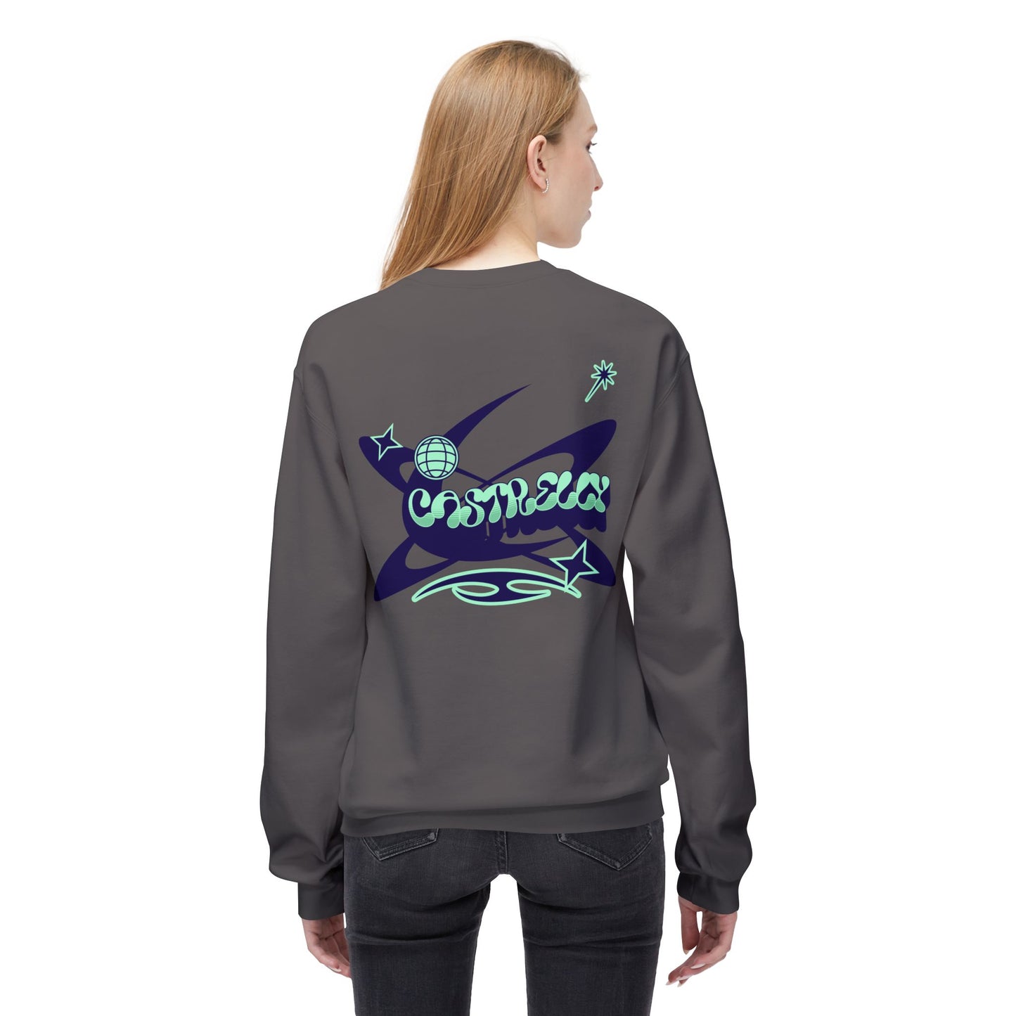 Castrelly Crewneck - Blue Green Cosmic Graffiti