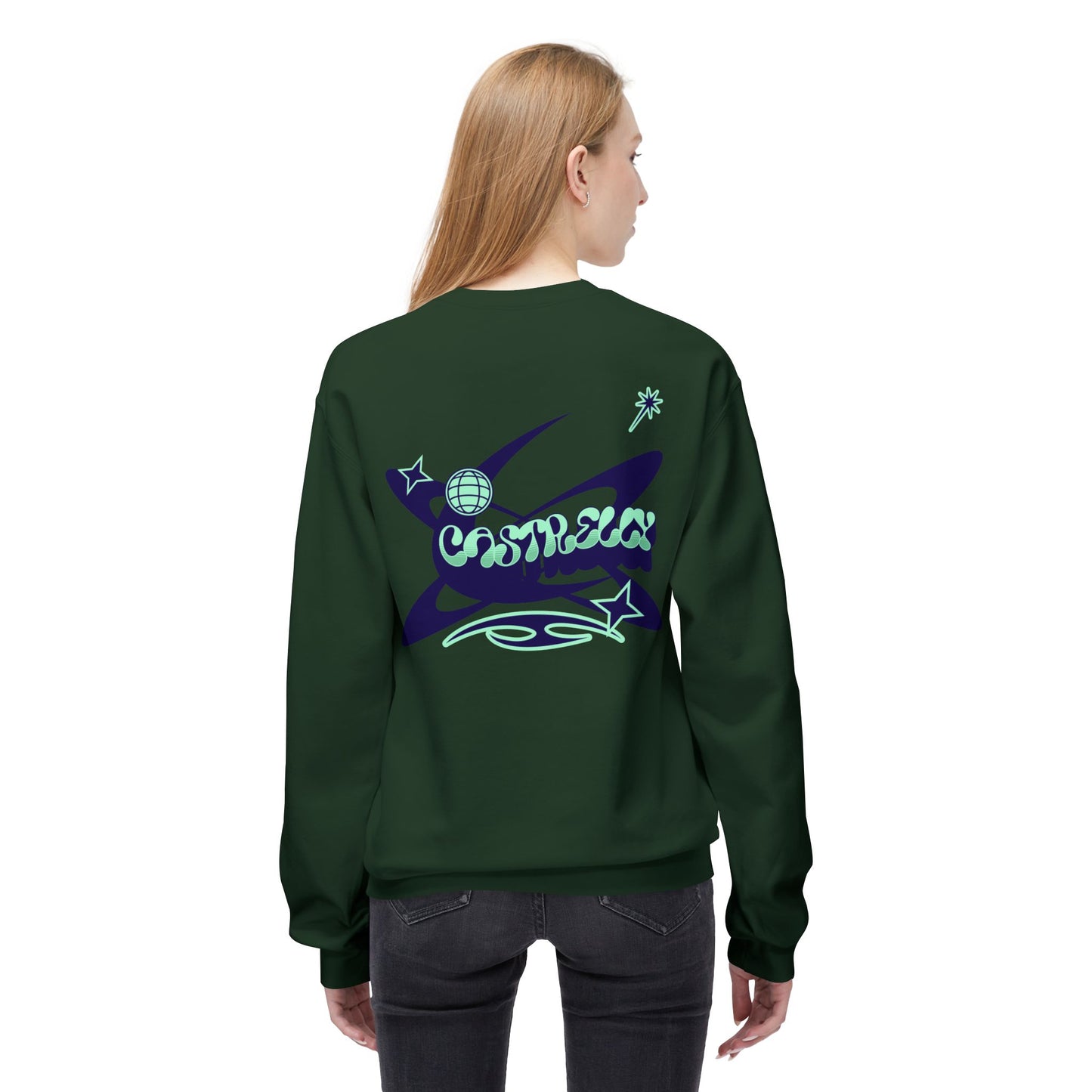 Castrelly Crewneck - Blue Green Cosmic Graffiti