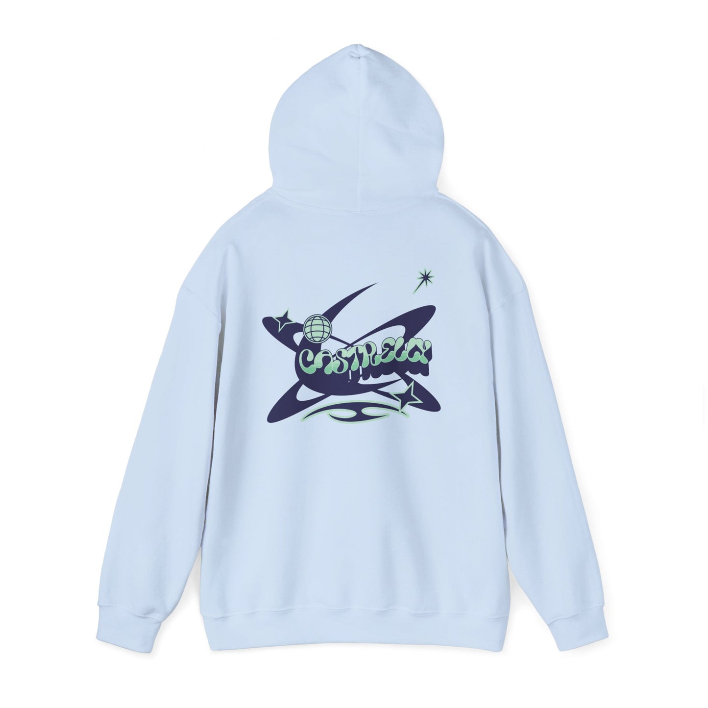 Castrelly Hoodie - Graphic Hoodie Blue Green Cosmic Graffiti