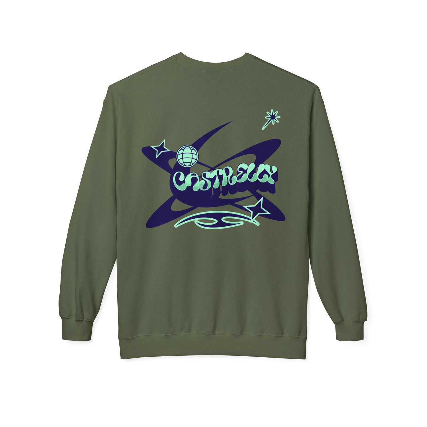 Castrelly Crewneck - Blue Green Cosmic Graffiti