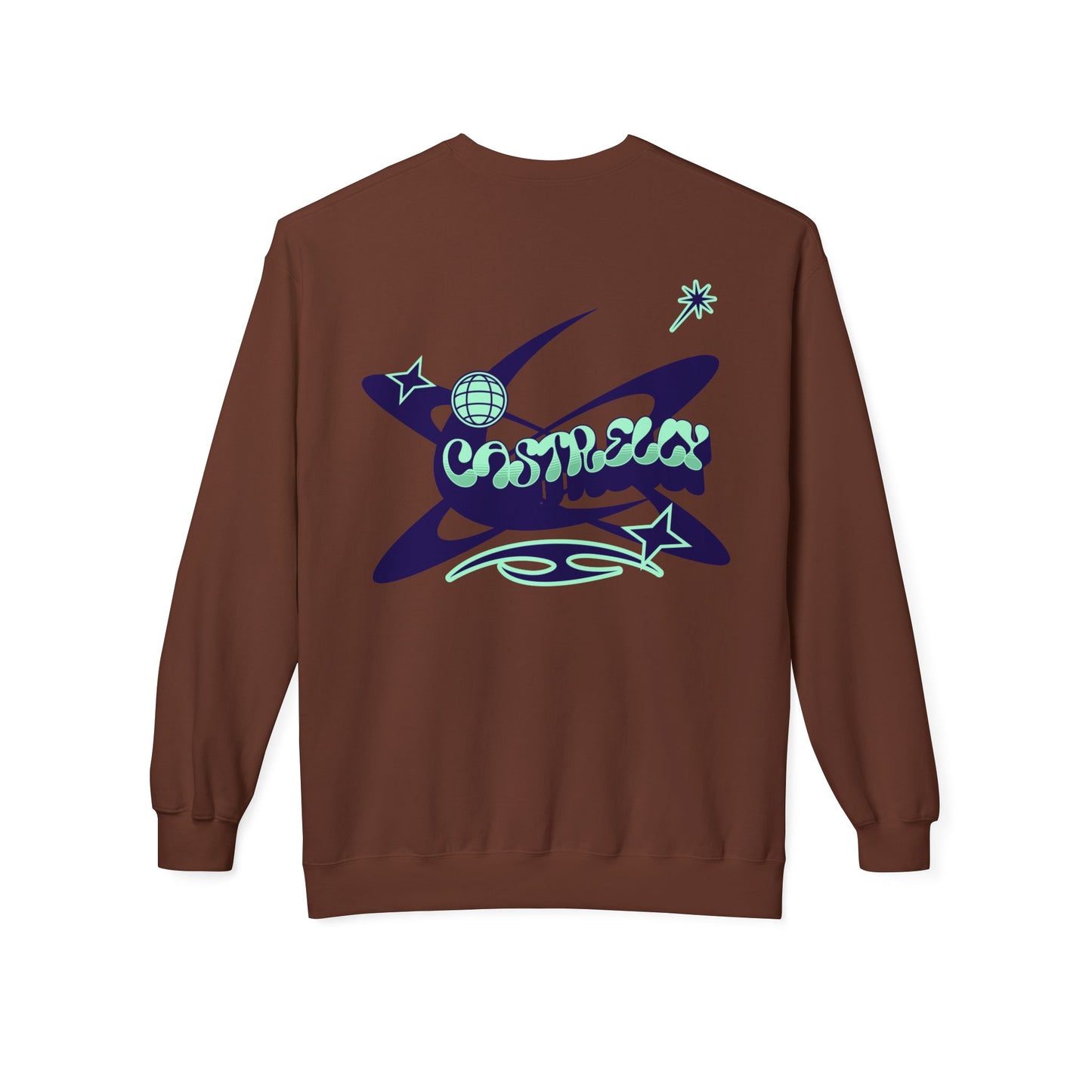 Castrelly Crewneck - Blue Green Cosmic Graffiti