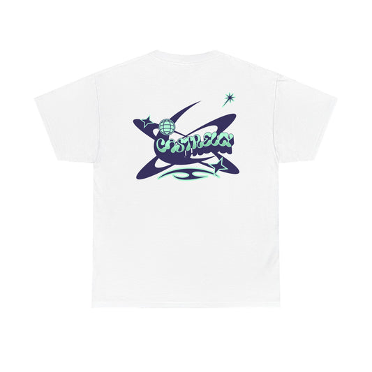 Castrelly Tshirt - Blue Green Cosmic Graffiti graphic Tee