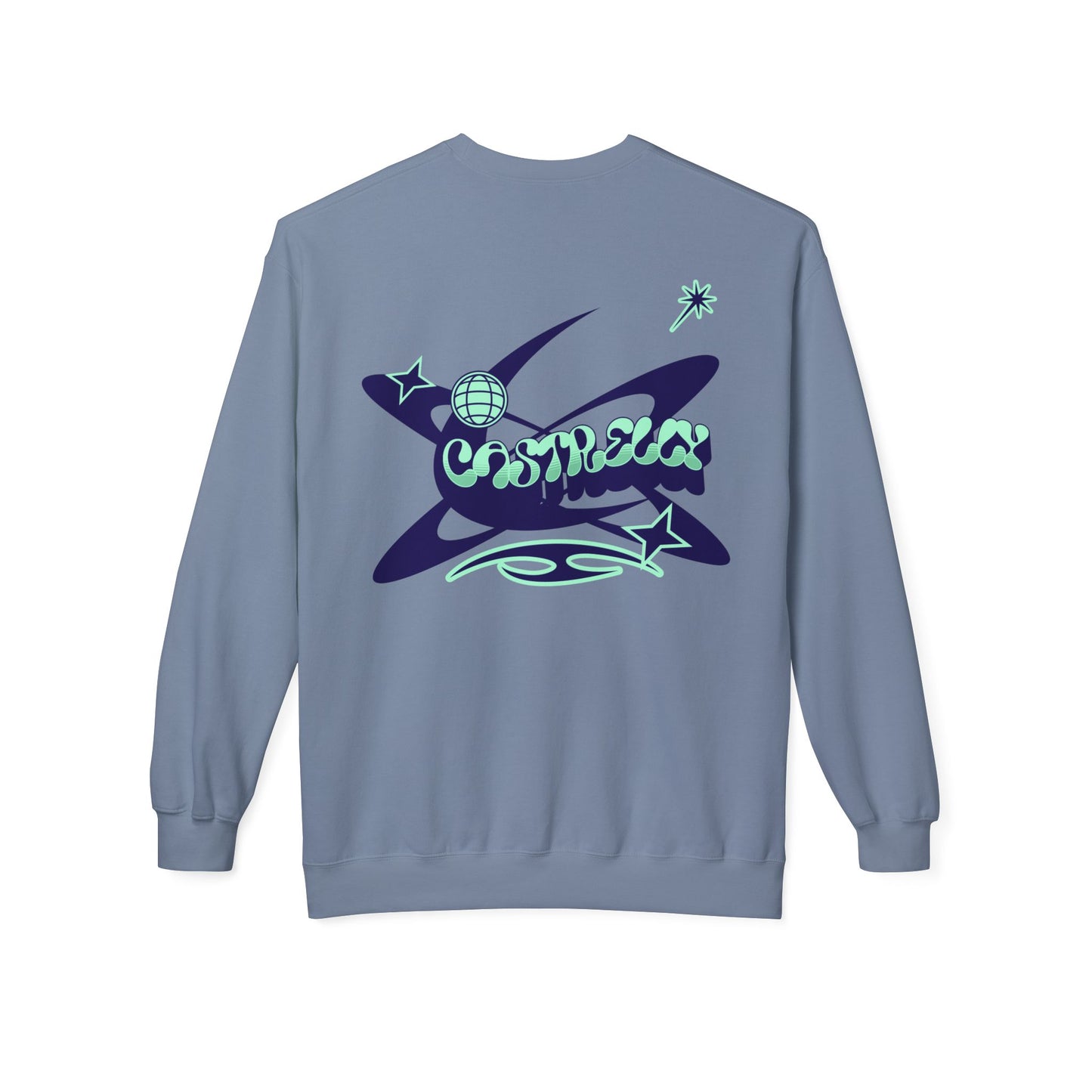 Castrelly Crewneck - Blue Green Cosmic Graffiti
