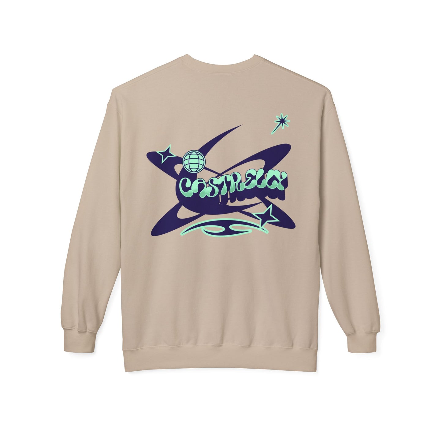 Castrelly Crewneck - Blue Green Cosmic Graffiti