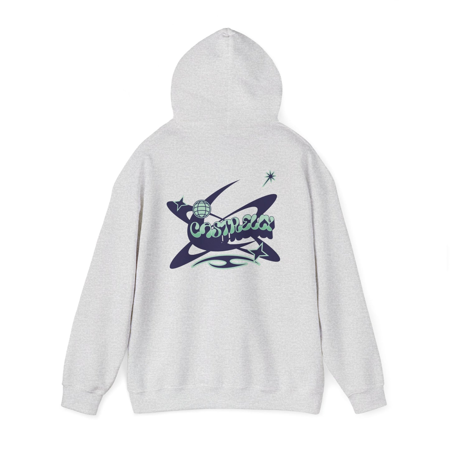 Castrelly Hoodie - Graphic Hoodie Blue Green Cosmic Graffiti