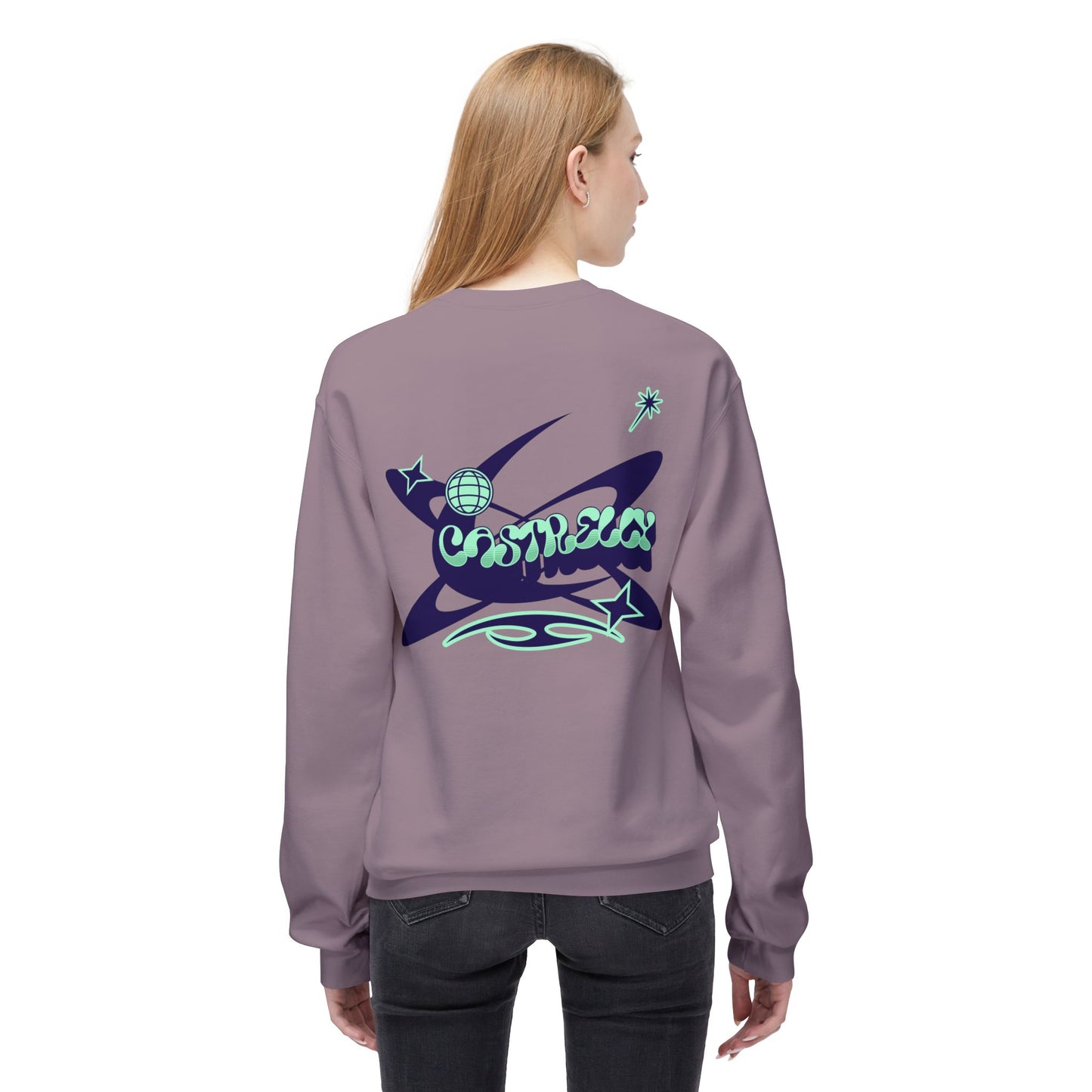 Castrelly Crewneck - Blue Green Cosmic Graffiti