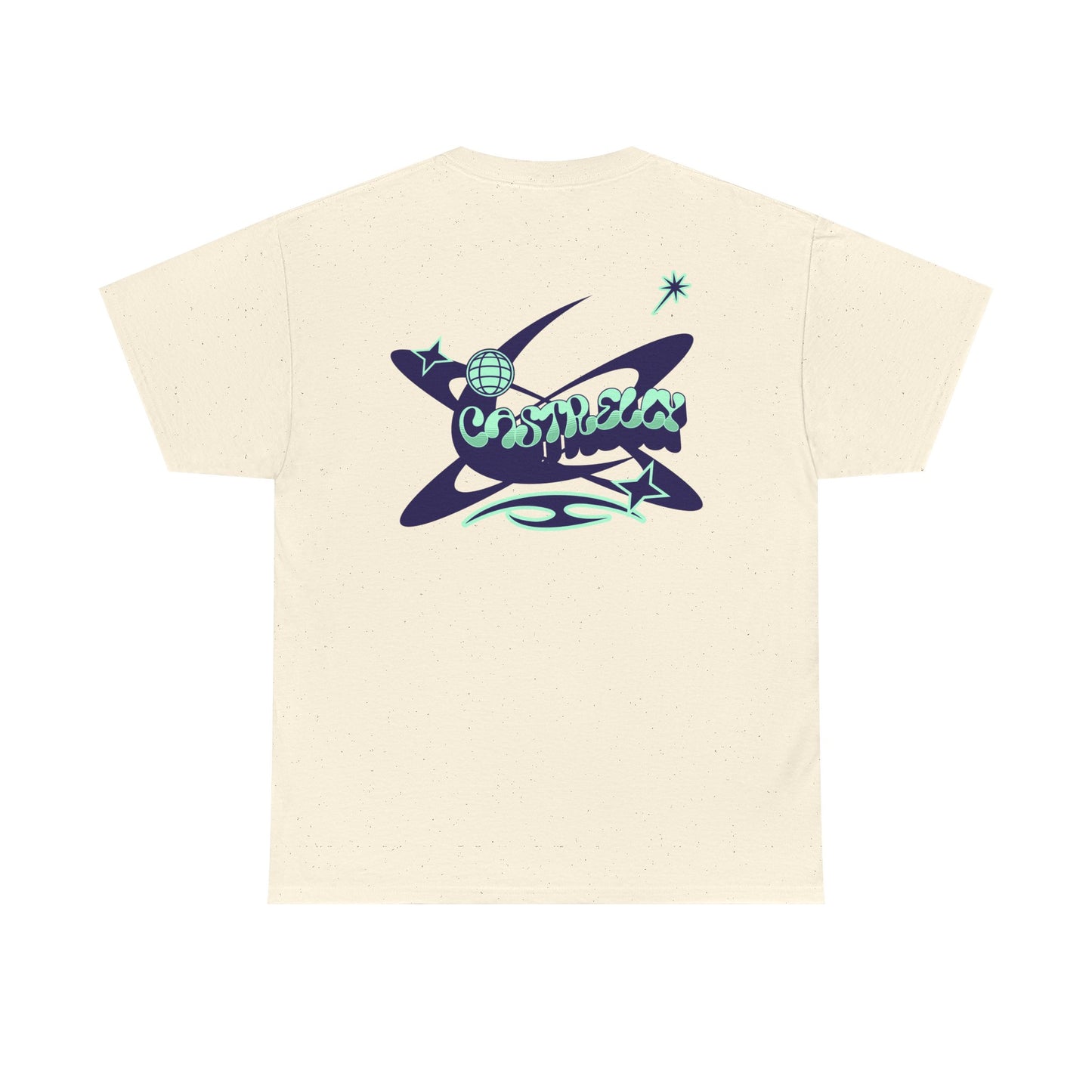 Castrelly Tshirt - Blue Green Cosmic Graffiti graphic Tee