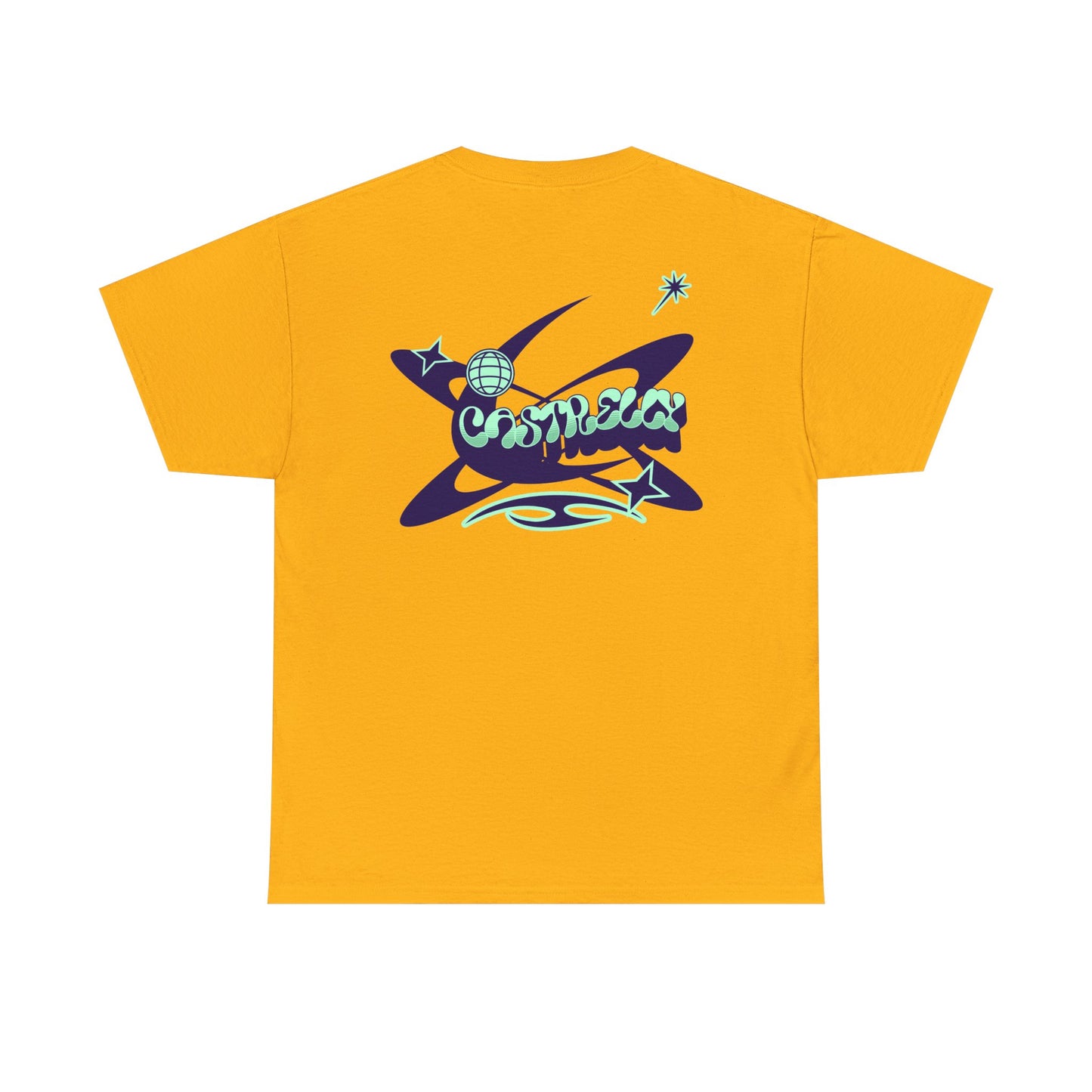 Castrelly Tshirt - Blue Green Cosmic Graffiti graphic Tee