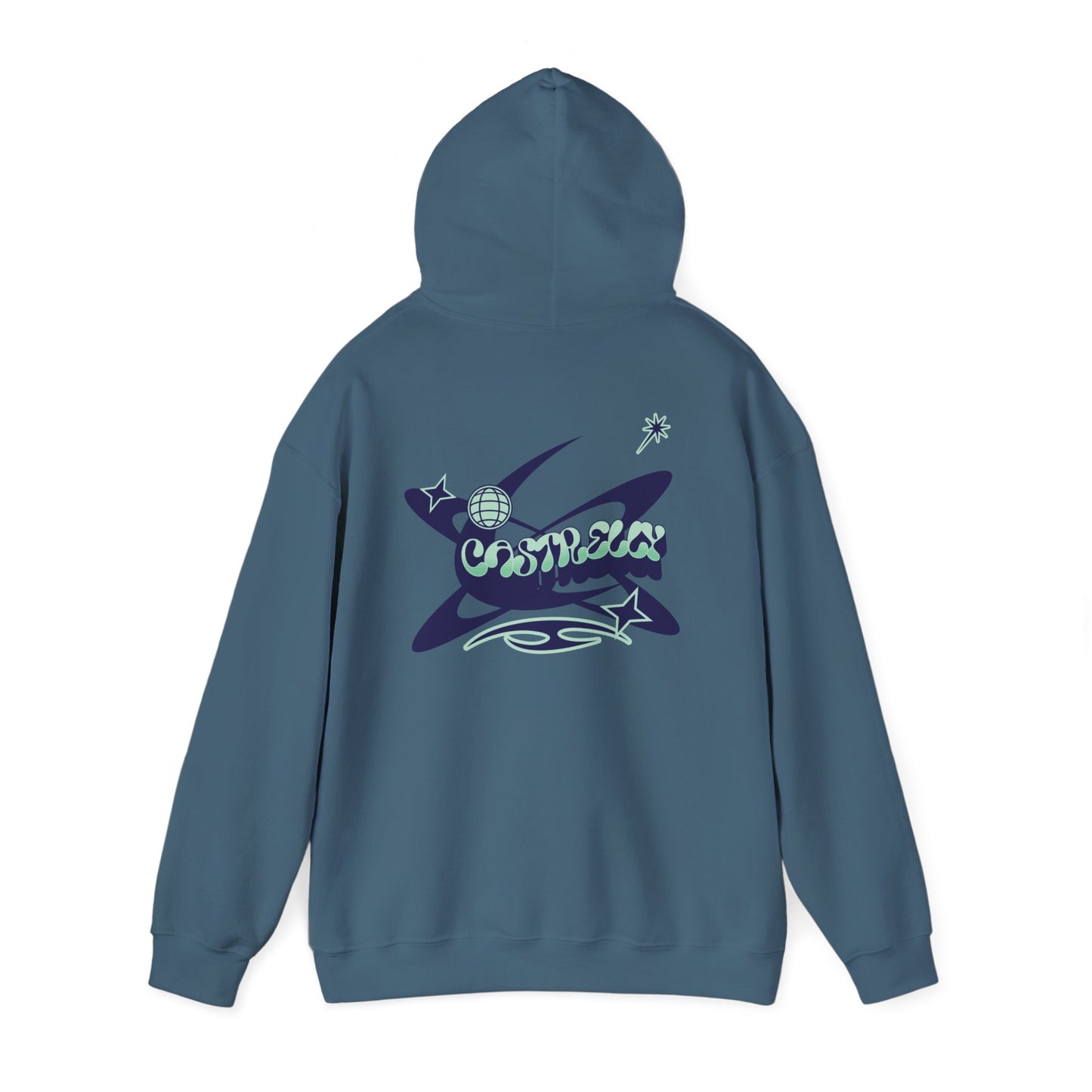 Castrelly Hoodie - Graphic Hoodie Blue Green Cosmic Graffiti