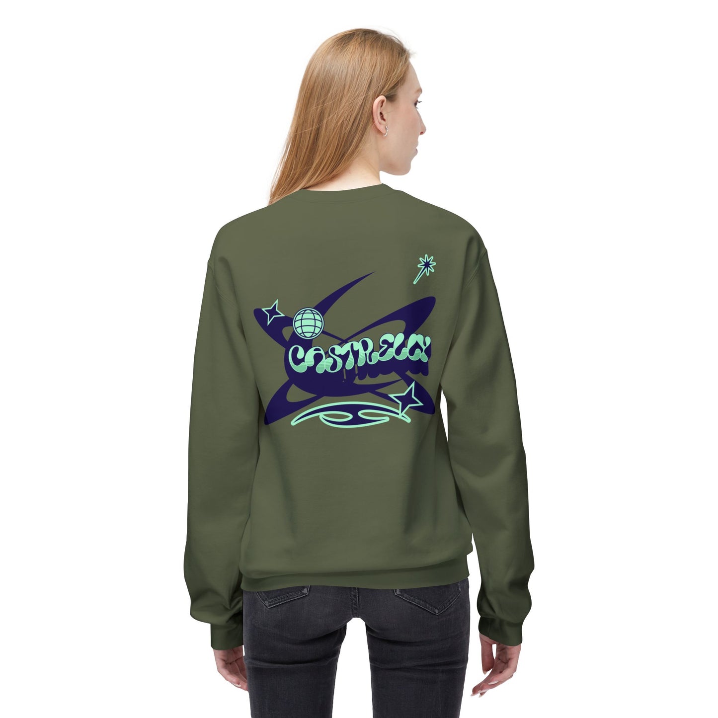 Castrelly Crewneck - Blue Green Cosmic Graffiti