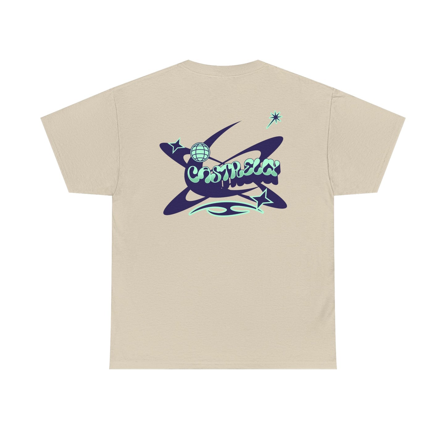 Castrelly Tshirt - Blue Green Cosmic Graffiti graphic Tee