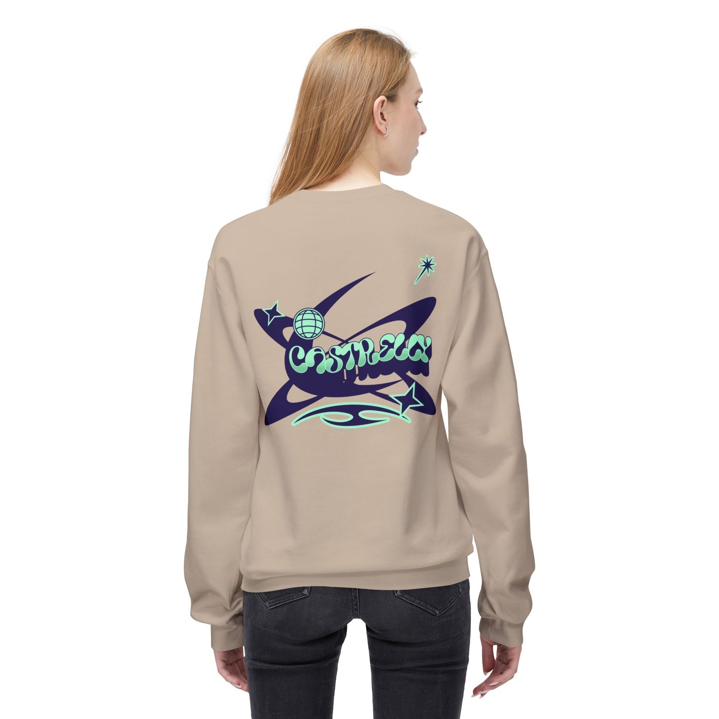 Castrelly Crewneck - Blue Green Cosmic Graffiti