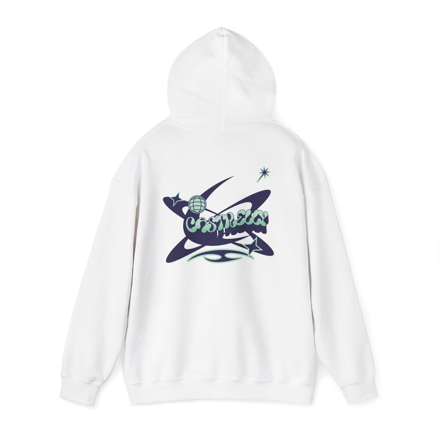 Castrelly Hoodie - Graphic Hoodie Blue Green Cosmic Graffiti