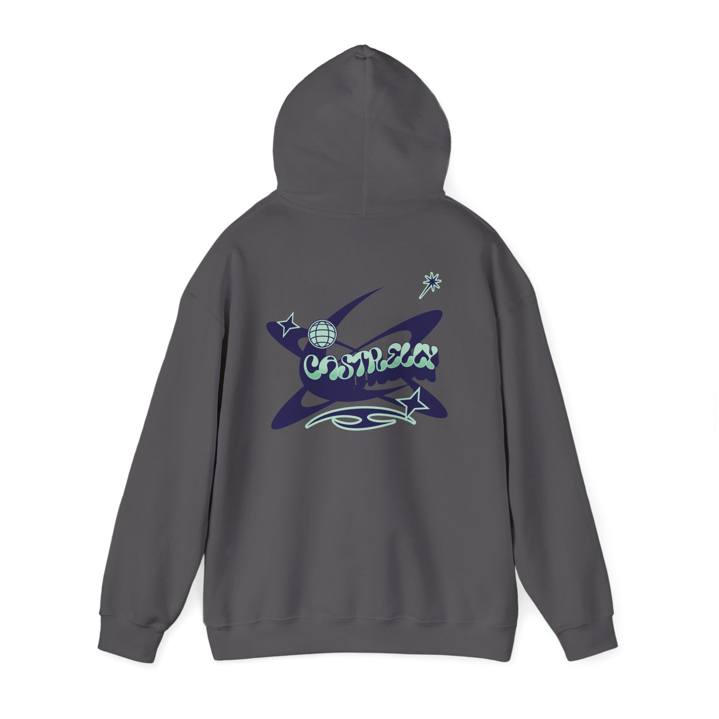 Castrelly Hoodie - Graphic Hoodie Blue Green Cosmic Graffiti