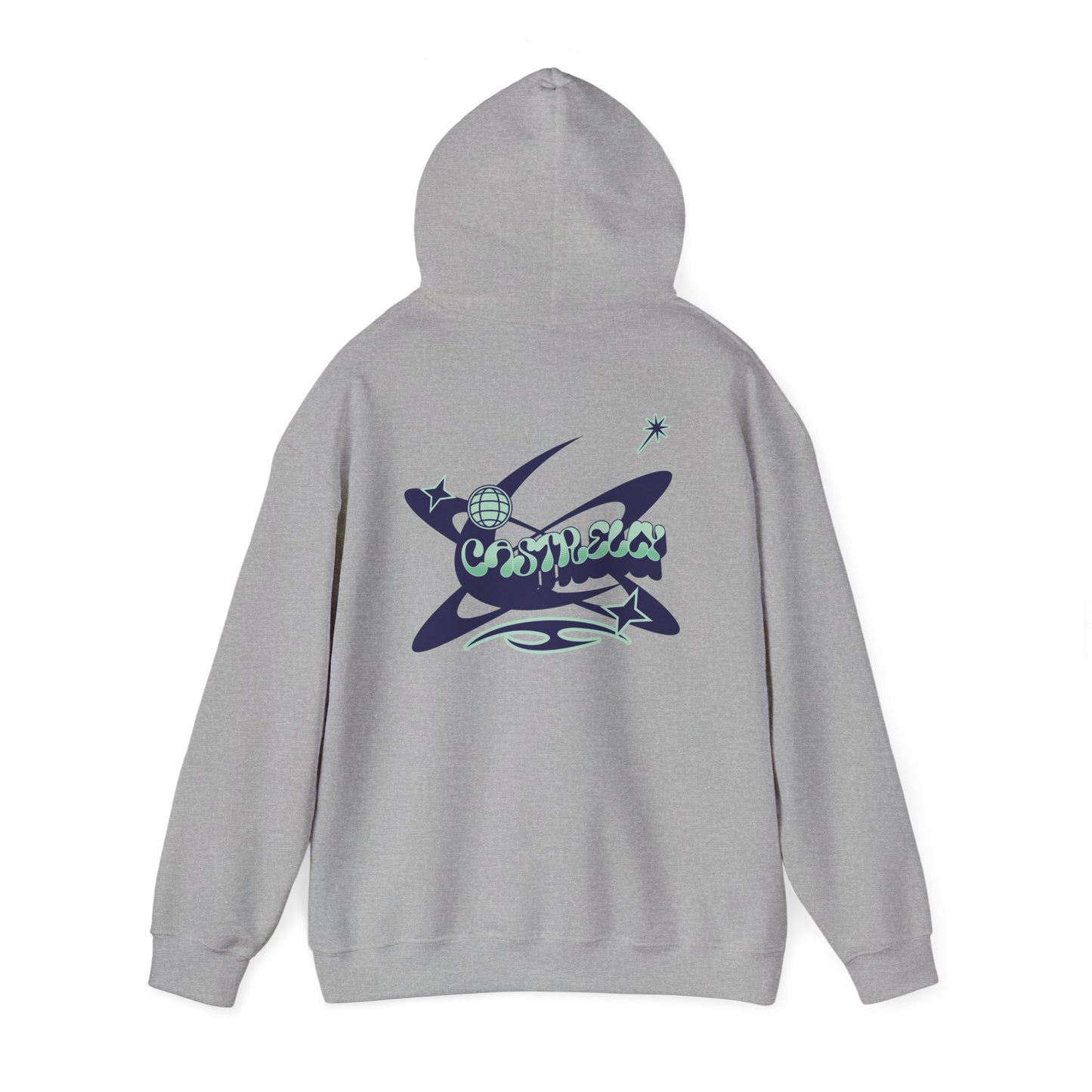 Castrelly Hoodie - Graphic Hoodie Blue Green Cosmic Graffiti