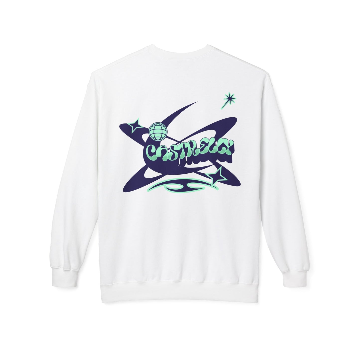 Castrelly Crewneck - Blue Green Cosmic Graffiti