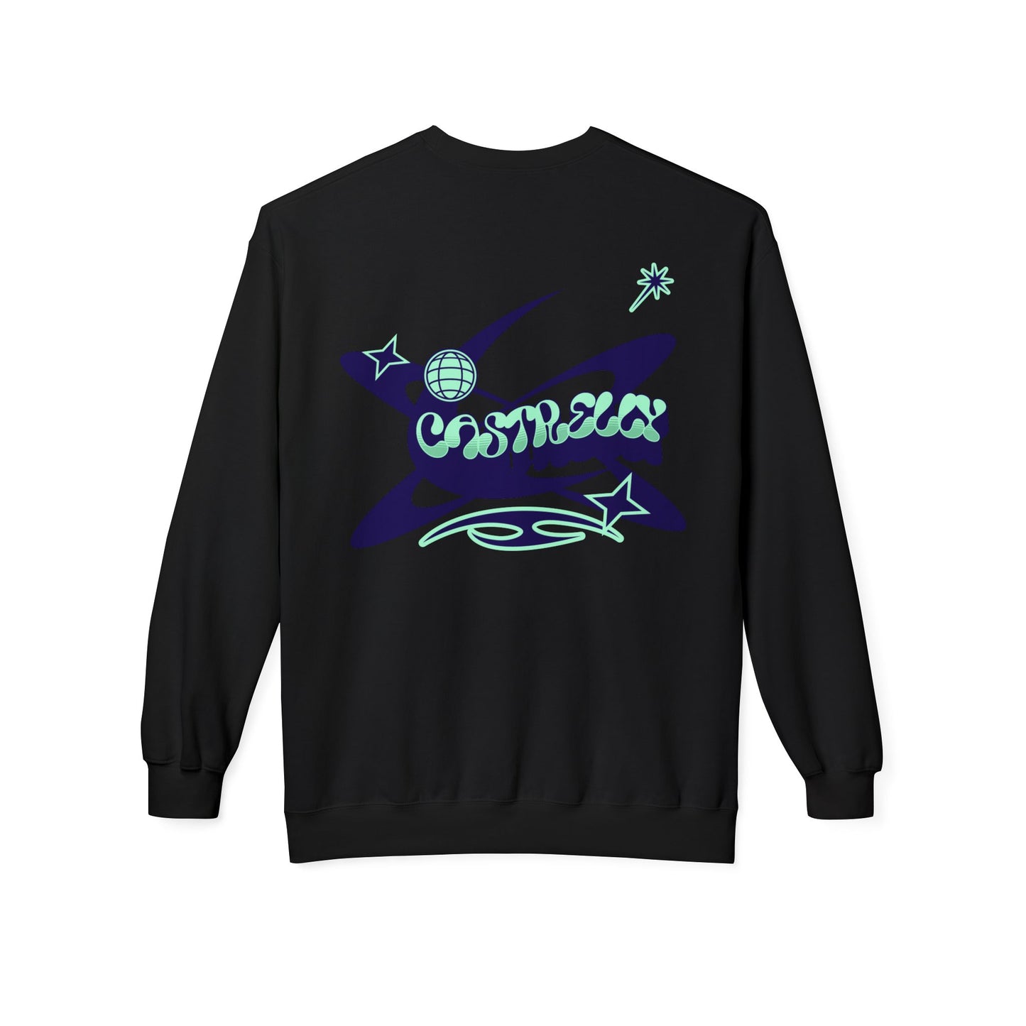 Castrelly Crewneck - Blue Green Cosmic Graffiti