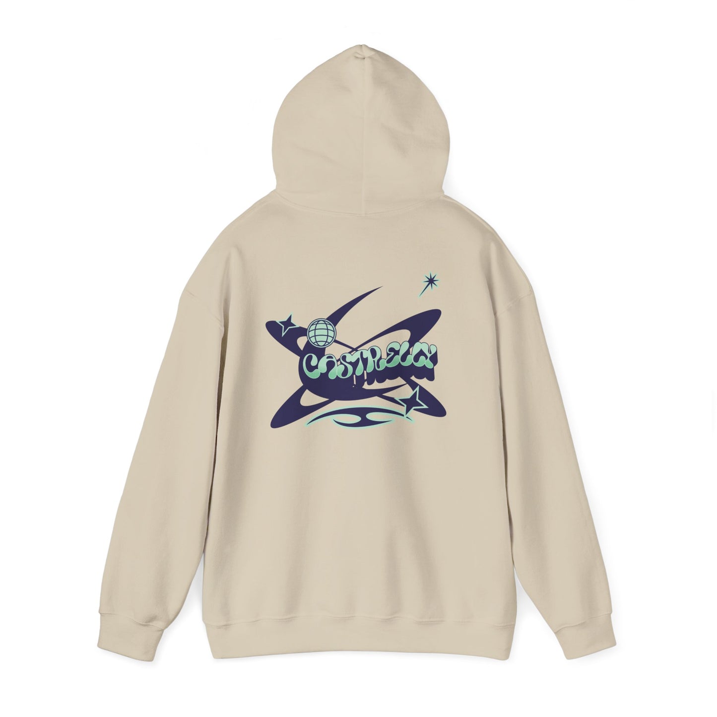 Castrelly Hoodie - Graphic Hoodie Blue Green Cosmic Graffiti
