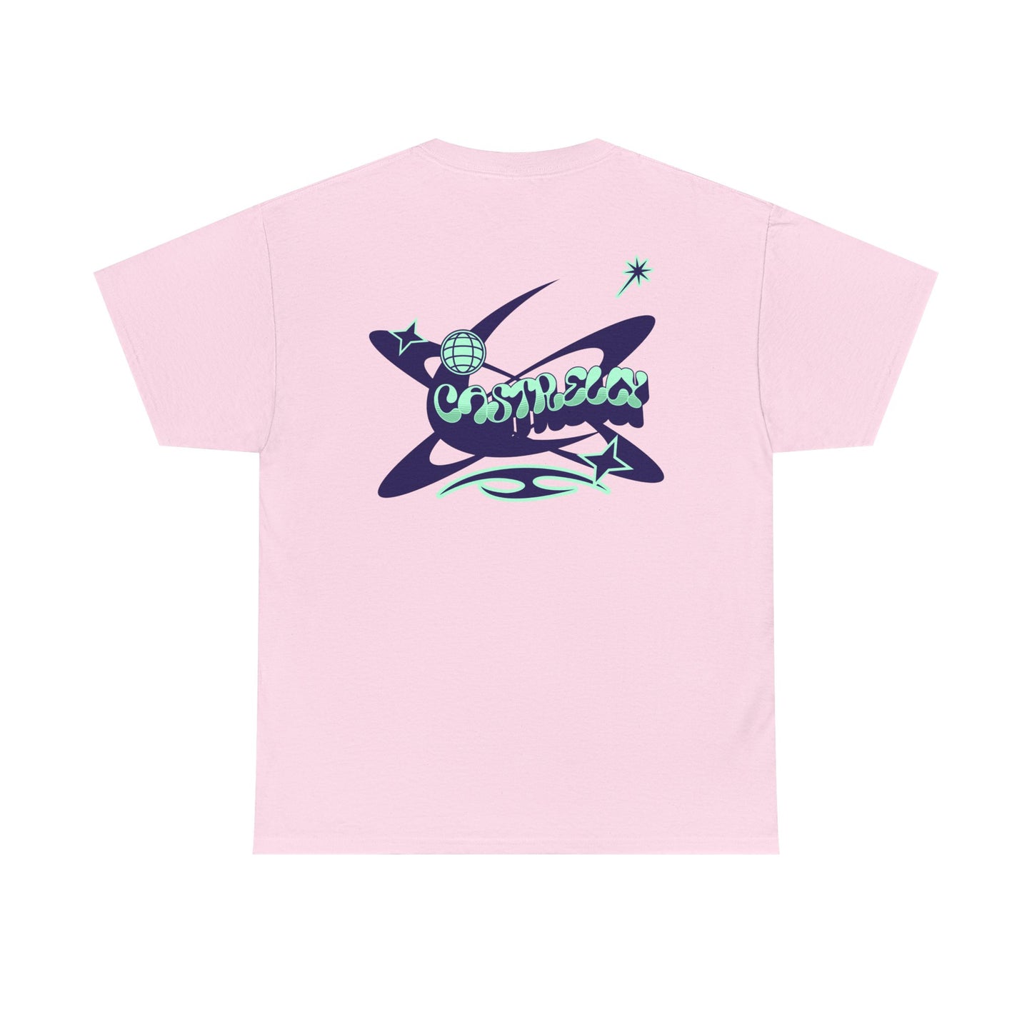 Castrelly Tshirt - Blue Green Cosmic Graffiti graphic Tee