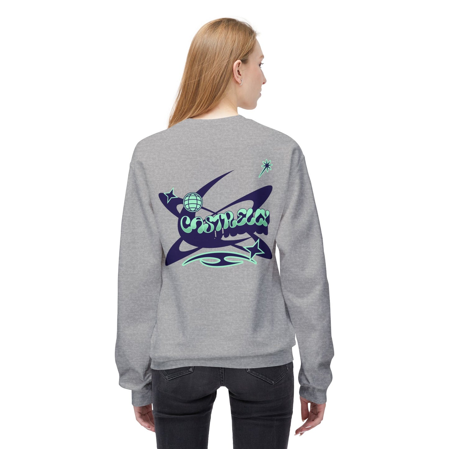 Castrelly Crewneck - Blue Green Cosmic Graffiti