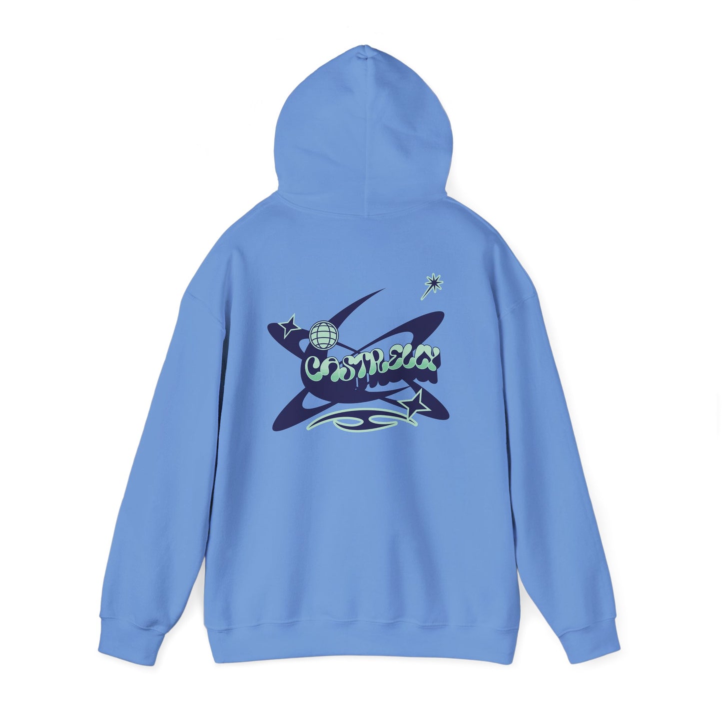 Castrelly Hoodie - Graphic Hoodie Blue Green Cosmic Graffiti