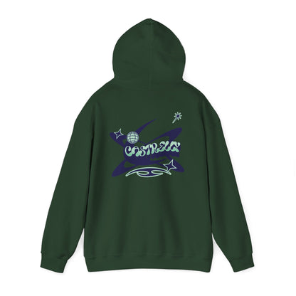 Castrelly Hoodie - Graphic Hoodie Blue Green Cosmic Graffiti